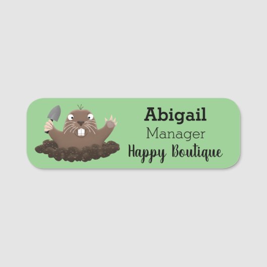 Funny Taschengopher Graben Cartoon Illustration Namensschild (Vorderseite)