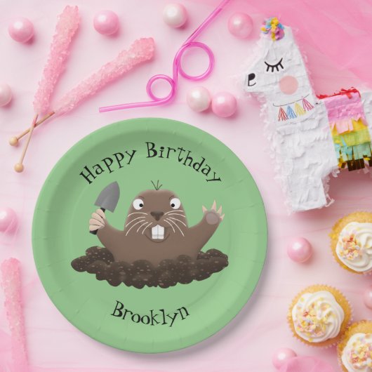 Funny Taschengopher Graben Cartoon Illustration Pappteller (Party)