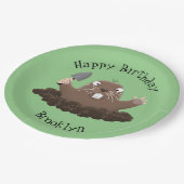 Funny Taschengopher Graben Cartoon Illustration Pappteller (Schrägansicht)