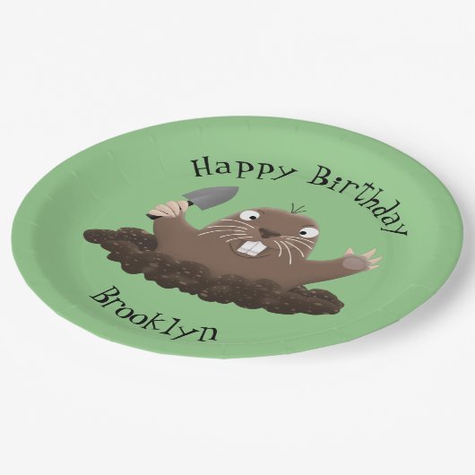 Funny Taschengopher Graben Cartoon Illustration Pappteller (Schrägansicht)