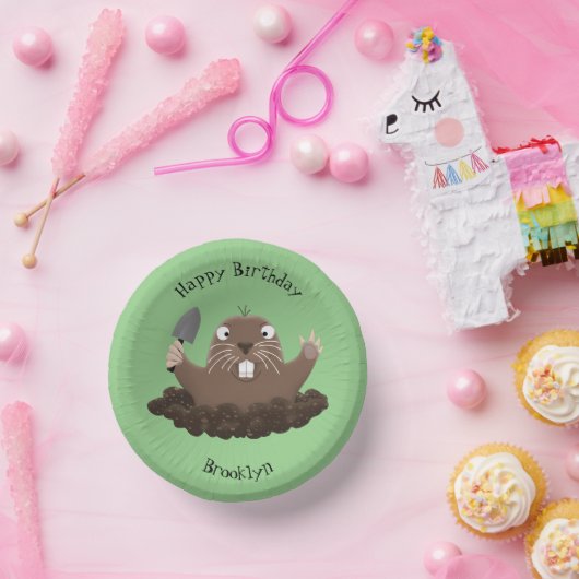 Funny Taschengopher Graben Cartoon Illustration Pappteller (Party)