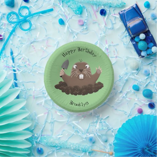 Funny Taschengopher Graben Cartoon Illustration Pappteller (Party)