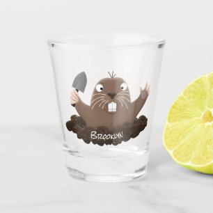 Funny Taschengopher Graben Cartoon Illustration Schnapsglas