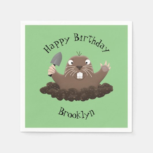 Funny Taschengopher Graben Cartoon Illustration Serviette (Vorderseite)