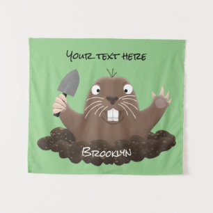 Funny Taschengopher Graben Cartoon Illustration Wandteppich