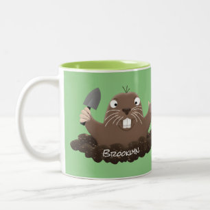 Funny Taschengopher Graben Cartoon Illustration Zweifarbige Tasse