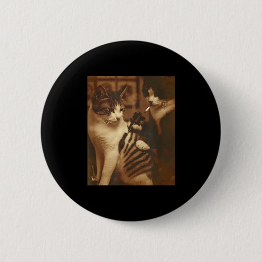 Funny Tattoo Cat Meme Inked Kitty Spaß für Katze L Button (Vorderseite)