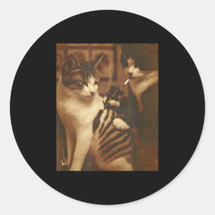 Funny Tattoo Cat Meme Inked Kitty Spaß für Katze L Runder Aufkleber
