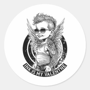 Funny Tattoo Valentinstag Tinte ist meine Valentin Runder Aufkleber