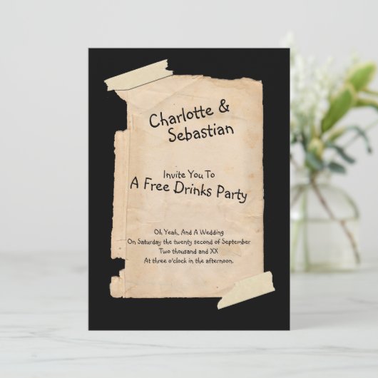 Funny Tatty Paper Spaß Wedding Einladung (Stehend Vorderseite)