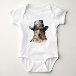 Funny Taube mit Cowboy-Hut, Aquarell Baby Strampler