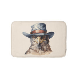 Funny Taube mit Cowboy-Hut, Aquarell Badematte