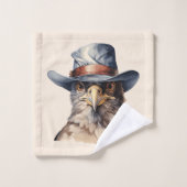 Funny Taube mit Cowboy-Hut, Aquarell Badhandtuch Set (Waschlappen)