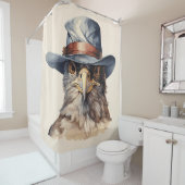 Funny Taube mit Cowboy-Hut, Aquarell Duschvorhang (Beispiel)