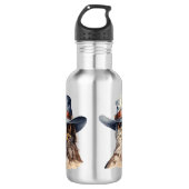 Funny Taube mit Cowboy-Hut, Aquarell Edelstahlflasche (Vorderseite)