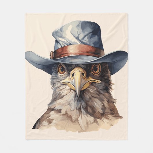 Funny Taube mit Cowboy-Hut, Aquarell Fleecedecke (Vorderseite)