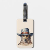 Funny Taube mit Cowboy-Hut, Aquarell Gepäckanhänger (Rückseite vertikal)
