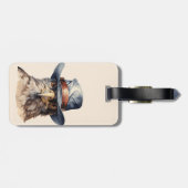 Funny Taube mit Cowboy-Hut, Aquarell Gepäckanhänger (Rückseite horizontal)