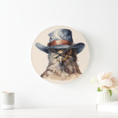 Funny Taube mit Cowboy-Hut, Aquarell Große Wanduhr (Zuhause)