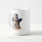 Funny Taube mit Cowboy-Hut, Aquarell Kaffeetasse (Vorderseite Links)