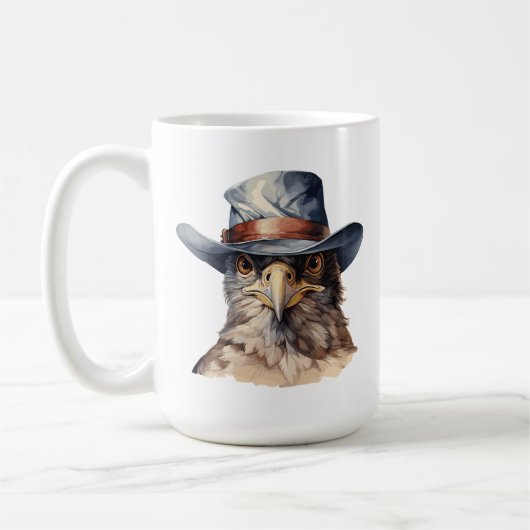 Funny Taube mit Cowboy-Hut, Aquarell Kaffeetasse (Links)