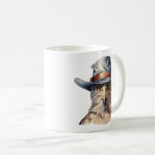 Funny Taube mit Cowboy-Hut, Aquarell Kaffeetasse (VorderseiteRechts)