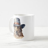Funny Taube mit Cowboy-Hut, Aquarell Kaffeetasse (Vorderseite Links)
