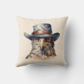 Funny Taube mit Cowboy-Hut, Aquarell Kissen (Rückseite)