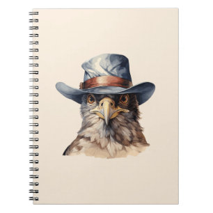 Funny Taube mit Cowboy-Hut, Aquarell Notizblock