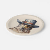 Funny Taube mit Cowboy-Hut, Aquarell Pappteller (Schrägansicht)