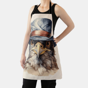 Funny Taube mit Cowboy-Hut, Aquarell Schürze