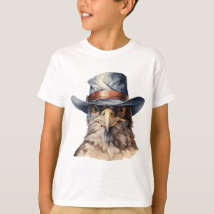 Funny Taube mit Cowboy-Hut, Aquarell T-Shirt