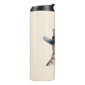 Funny Taube mit Cowboy-Hut, Aquarell Thermosbecher (Nach links gedreht)