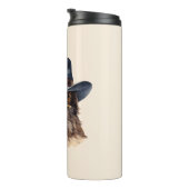 Funny Taube mit Cowboy-Hut, Aquarell Thermosbecher (Nach rechts gedreht)