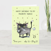 Funny Taurus Karte Zodiac Cat Star Sternzeichen Ho