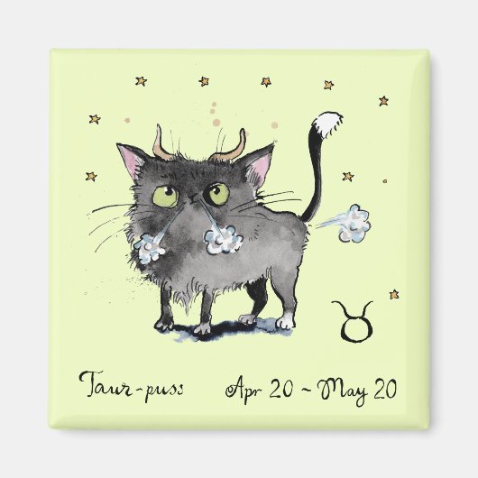 Funny Taurus Zodiac Cat Star Schild Horoskop Kühls Magnet (Vorne)