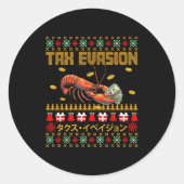 Funny Tax Evasion Lobster Money Ugly Christmas Swe Runder Aufkleber (Vorderseite)