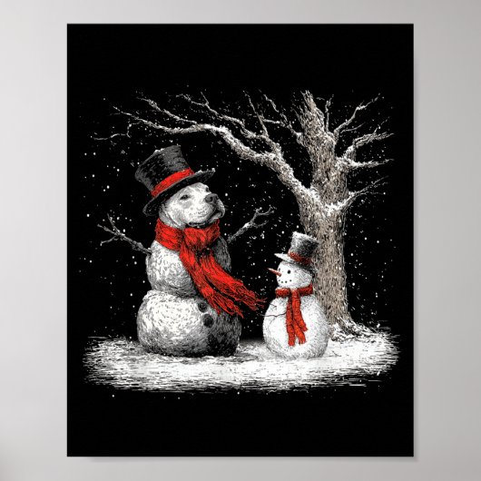 Funny Tbull Dog In The Snow Tree Christmas Winter Poster (Vorne)