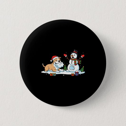 Funny Tbull Snowman Christmas Tree Xmas Womens Men Button (Vorderseite)