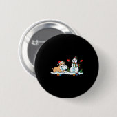 Funny Tbull Snowman Christmas Tree Xmas Womens Men Button (Vorne & Hinten)