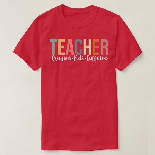 Funny Teacher Back to School, Lehrer Crayons Kinde T-Shirt (Design vorne)