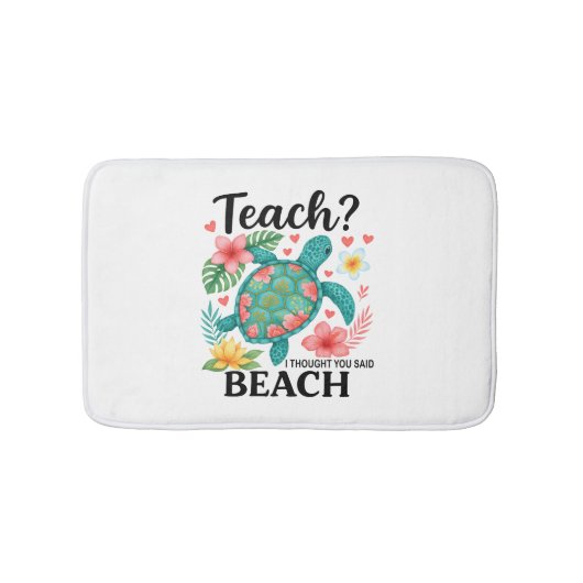 Funny Teacher Beach Summer Turtle Badematte (Vorderseite)