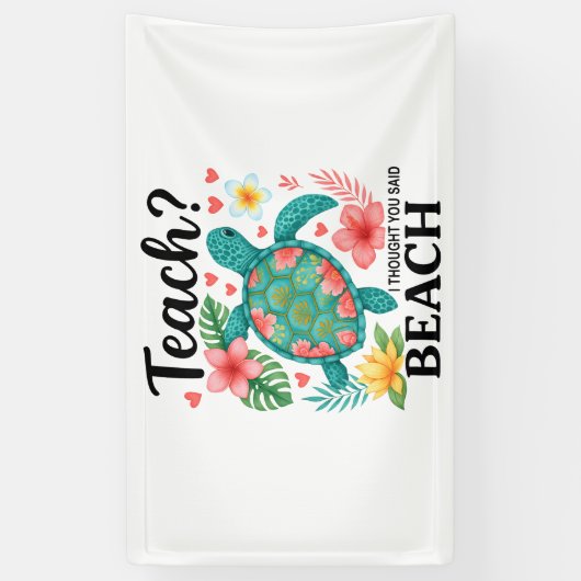 Funny Teacher Beach Summer Turtle Banner (Vertikal)