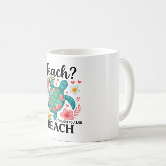 Funny Teacher Beach Summer Turtle Kaffeetasse (VorderseiteRechts)