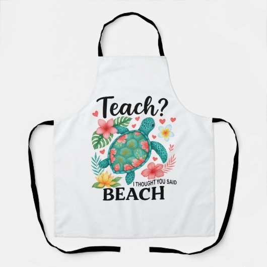 Funny Teacher Beach Summer Turtle Schürze (Vorderseite)