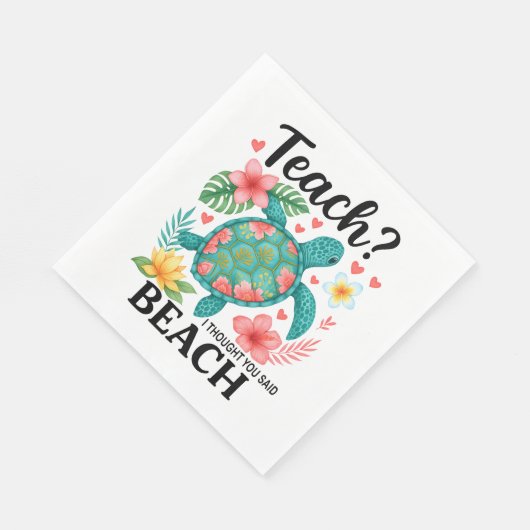 Funny Teacher Beach Summer Turtle Serviette (Ecke)