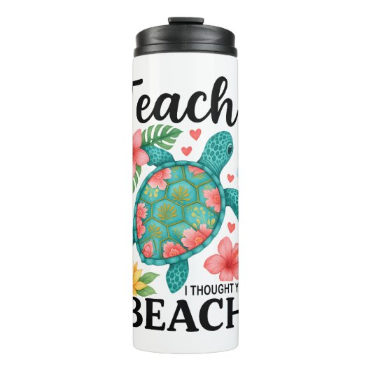 Funny Teacher Beach Summer Turtle Thermosbecher (Vorderseite)