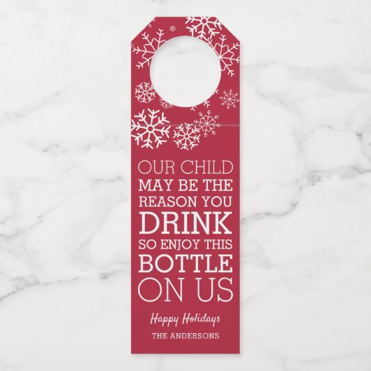 Funny Teacher Christmas Weingeschenk Flaschenanhänger (Vorderseite)