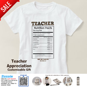 Funny Teacher Ernährung Fakten Custom Geschenk T-Shirt