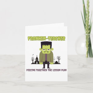 Funny Teacher Halloween Shirt Franken-Lehrer Fran Karte